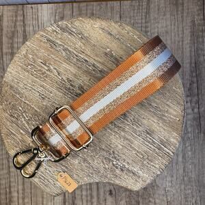 Crossbody Purse Strap Brown Gold Bag Strap Gold Striped Guitar Bag Strap NEW